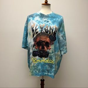 COLLUSION Blue Tie-dye Beyond Skull Graphic Tee